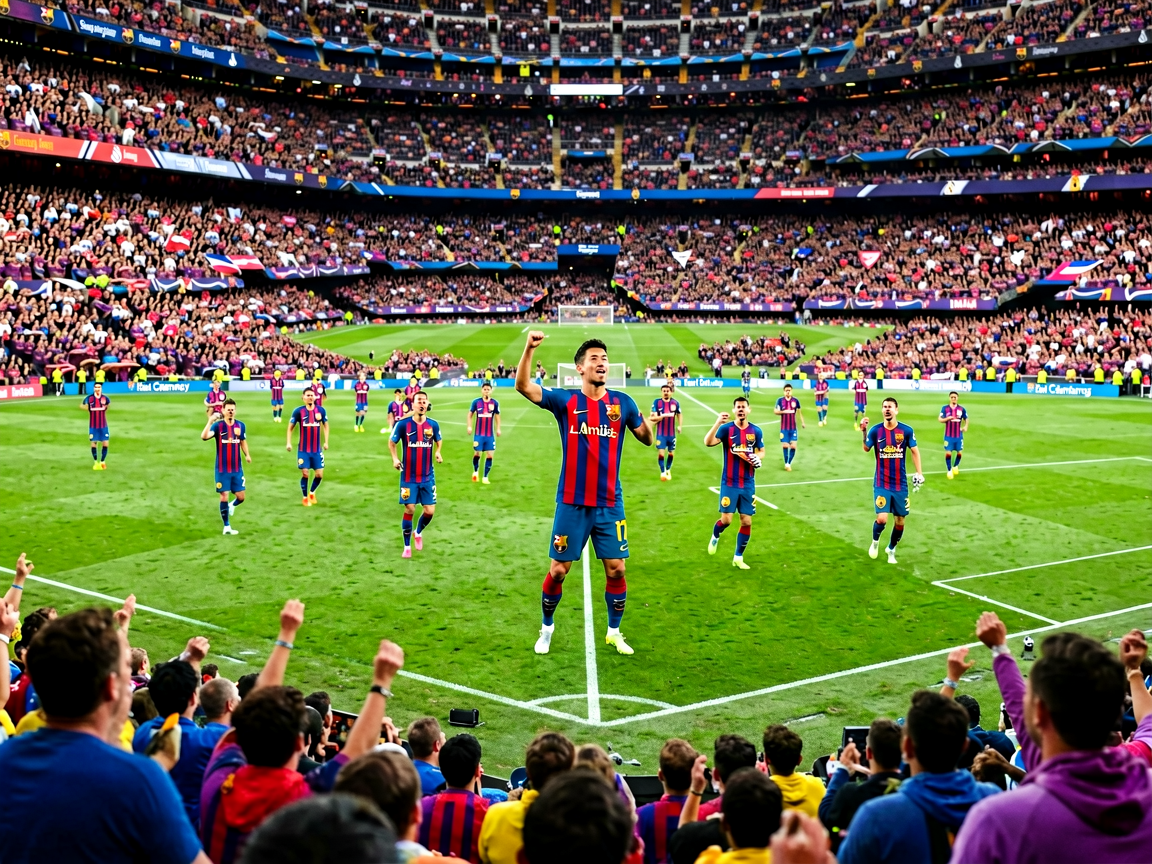 足球场全景和球迷助威场景
